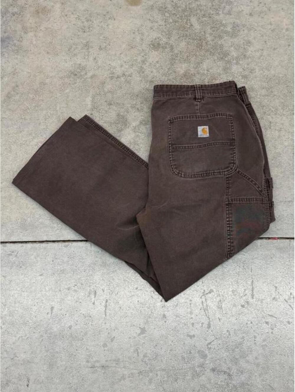 vintage carhartt chocolate brown relaxed baggy fit cargo pants size 16 WOMENS